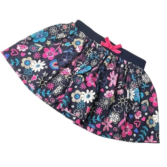 Cynthia Rowley Girls A-Line Skort Navy Blue Sparkle Floral Print Size Small - Picture 1 of 6